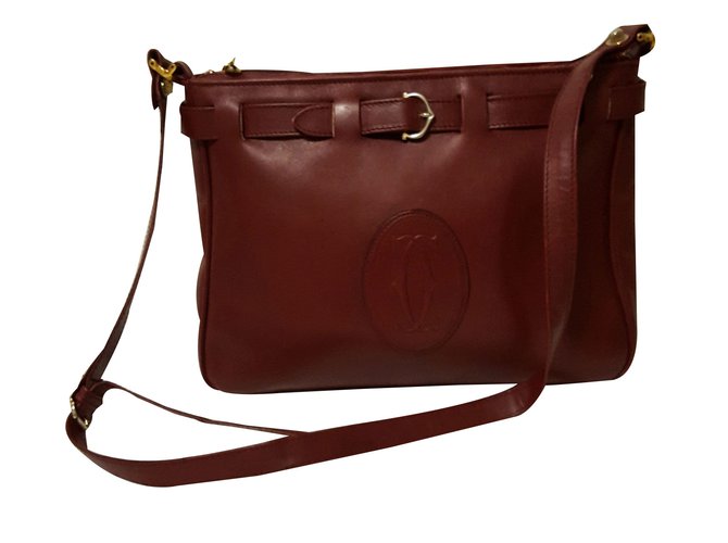 Cartier Handbag Dark red Leather  ref.31560