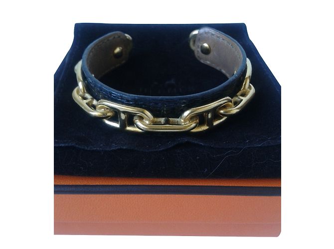Hermès Pulsera Negro Dorado