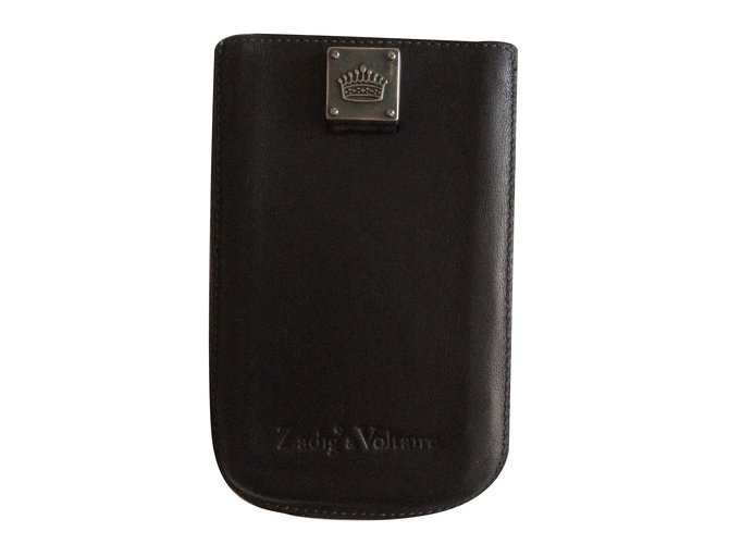 Zadig & Voltaire case for mobile Black Leather  ref.31668
