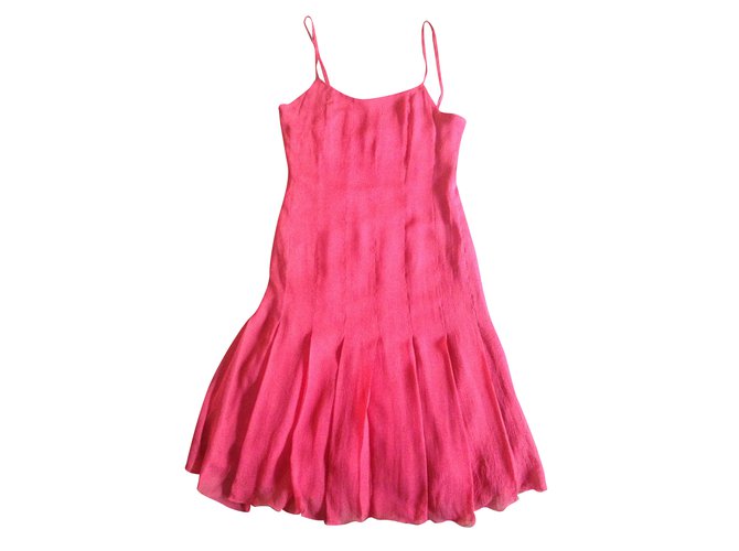 Chanel Dress Coral Silk  ref.31694