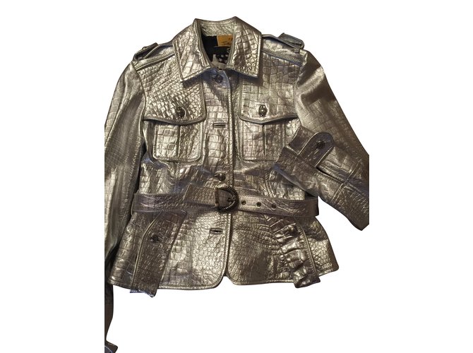 Just Cavalli Jacket Silvery Leather  ref.31763