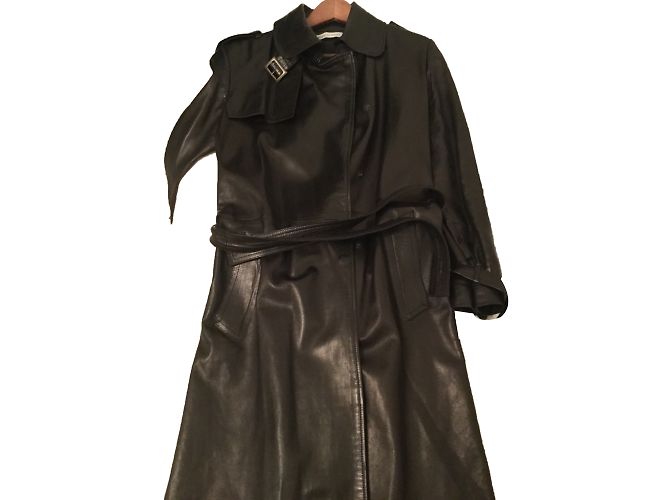 Autre Marque Gabardina de cuero negra Serge Mimrami Negro