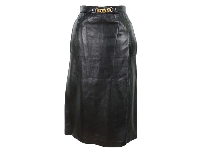 Céline Lambskin Leather Skirt Black  ref.31920