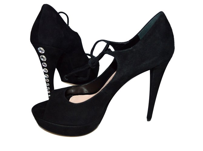 Miu Miu Heels Black Suede  ref.32008