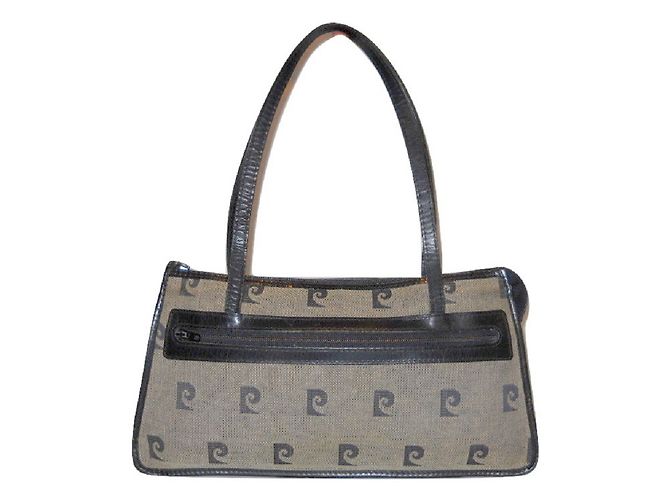 Borsa a spalla Pierre Cardin blu P allover in tessuto e pelle