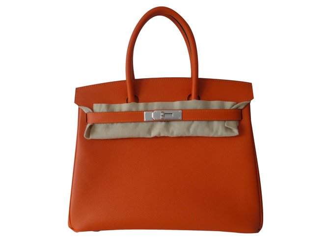 Birkin Hermès Handbag Orange Leather  ref.32197
