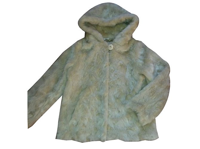 Autre Marque GUYY Kunstpelzjacke mit Kapuze Creme Roh