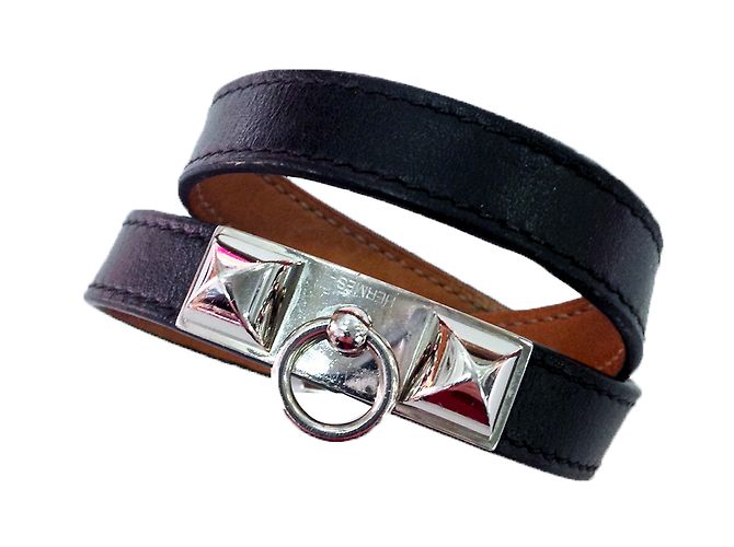Hermès Armband Schwarz Leder
