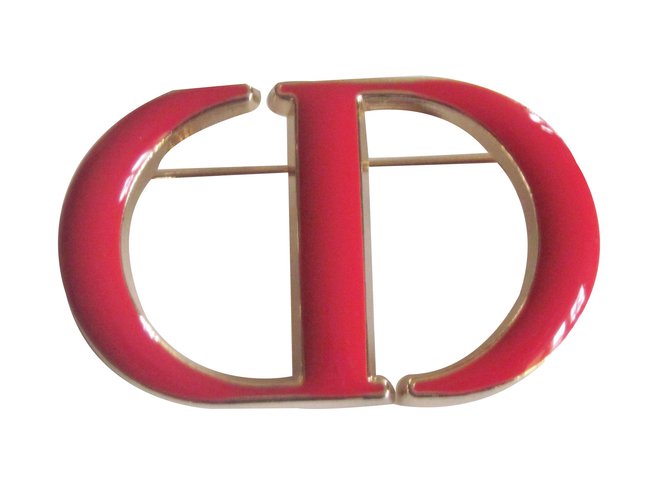 Christian Dior Spilla Rosso D'oro Metallo  ref.32275
