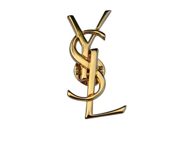 Yves Saint Laurent Broche Dourado Metal  ref.32289