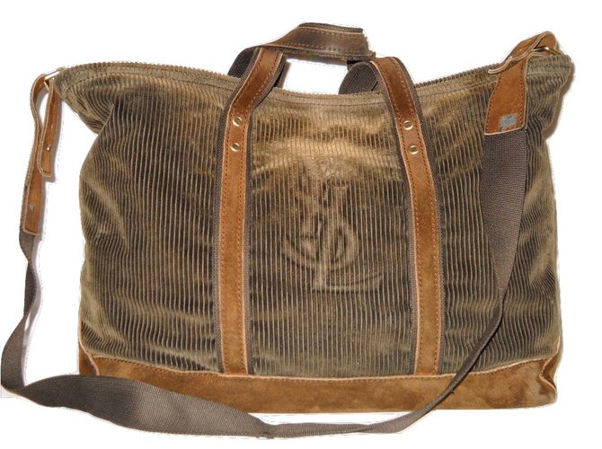 Yves Saint Laurent Bags Briefcases Brown Suede Velvet  ref.32395