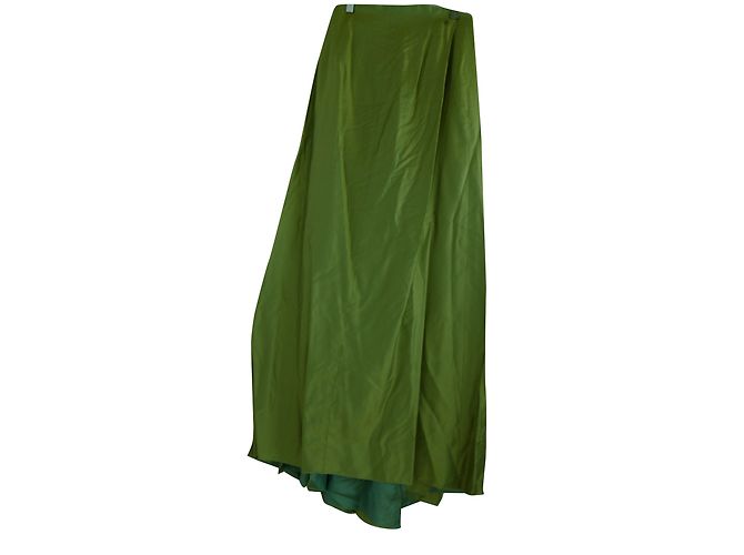 Chanel Plissee High Slit Cutice Mieder langen Rock Grün