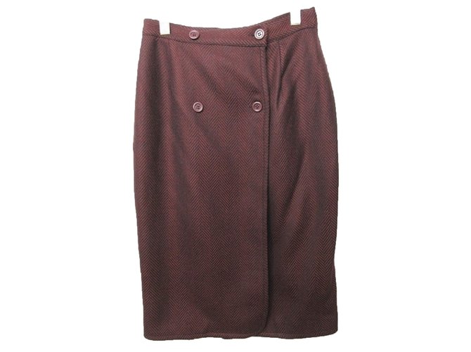 Saia de Missoni Wool Herringbone Wrap Skirt Bordeaux Lã  ref.32479
