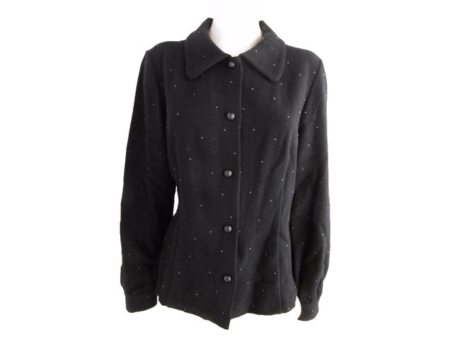 Chloé Studded Long Sleeve Blouse Black Wool  ref.32488