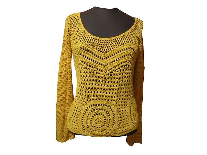 Escada Sport Strickpullover Gelb Baumwolle Größe S 