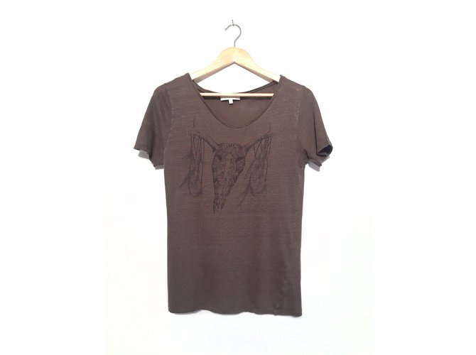 Sandro Top Brown Linen  ref.32630