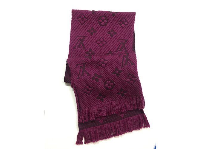 Louis Vuitton Logomania scarf Dark red Silk Wool  ref.32662