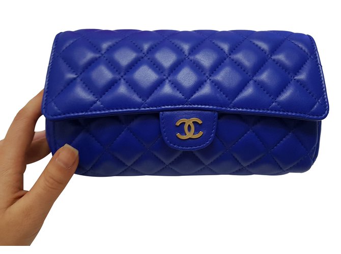 Chanel TIMELESS Azul Couro  ref.32694