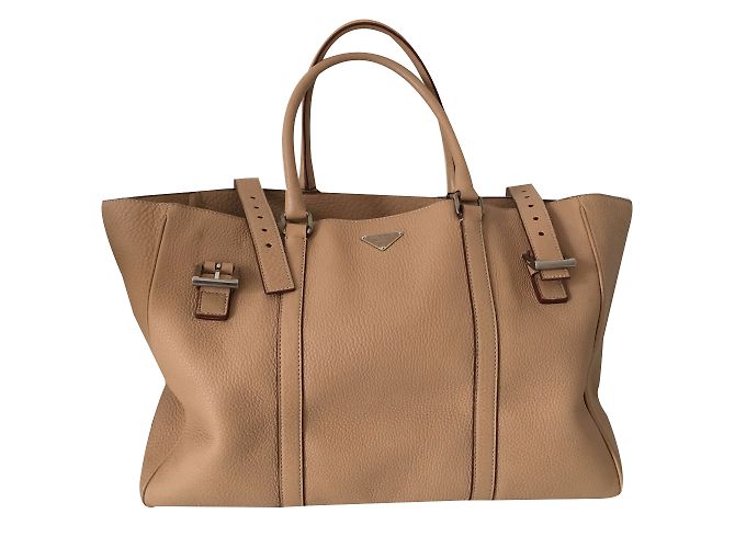 Sac à main Prada Vitello Daino en cuir beige