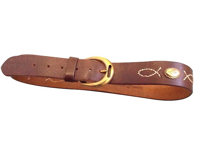 Cintura Emporio Armani in pelle marrone