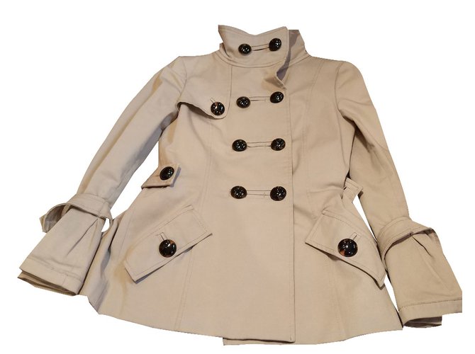 Zara Coats, Outerwear Beige Cotton  ref.32804
