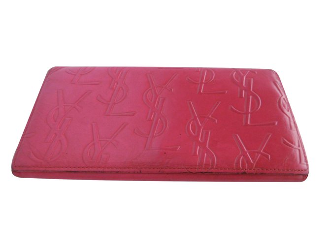 Yves Saint Laurent Embossed Logo  Wallet Pink Leather  ref.32824