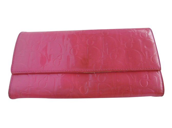 Christian Dior carteiras Rosa Couro envernizado  ref.32825