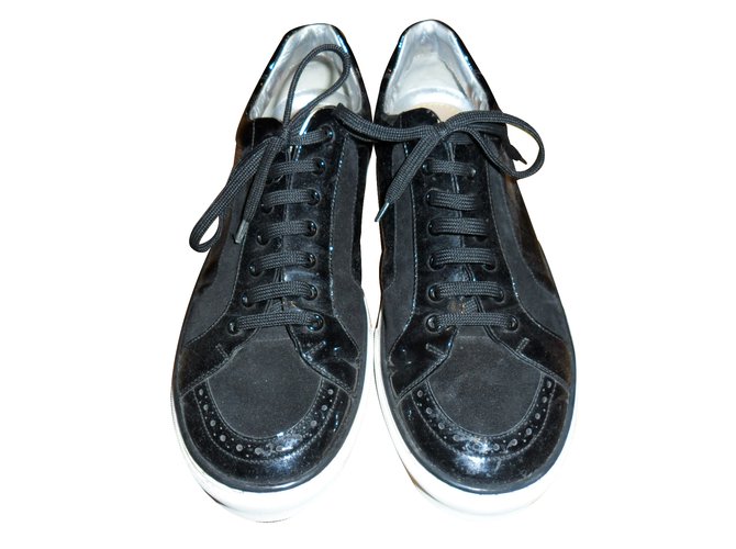 LOUIS VUITTON BLACK SNEAKERS Leather  ref.32880