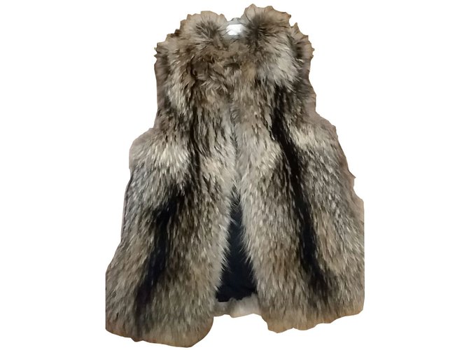 Bel Air sleeveless vest fox Silvery Grey Fur  ref.32901