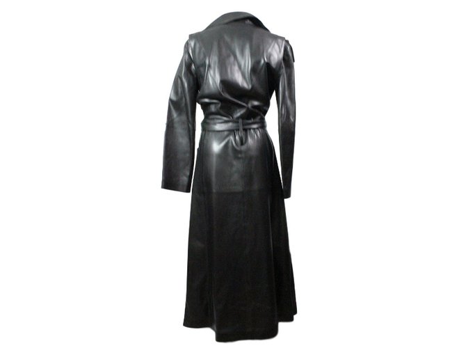 Claude Montana Leather trench coat Black  ref.32952