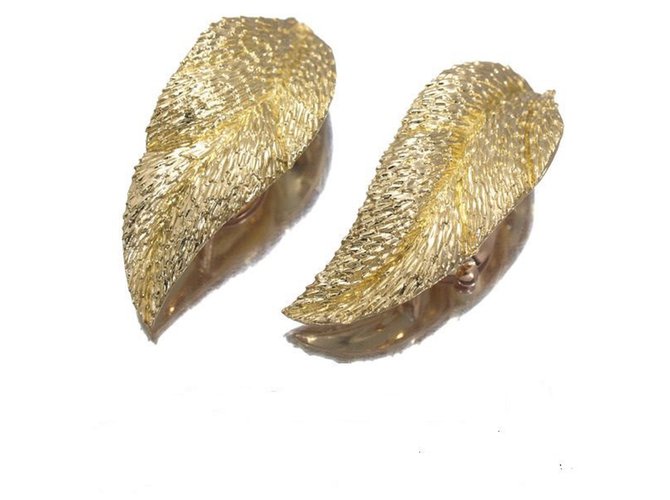 Vintage Van Cleef & Arpels 18Pendientes de hoja de diamante de oro K Dorado Oro amarillo  ref.33042