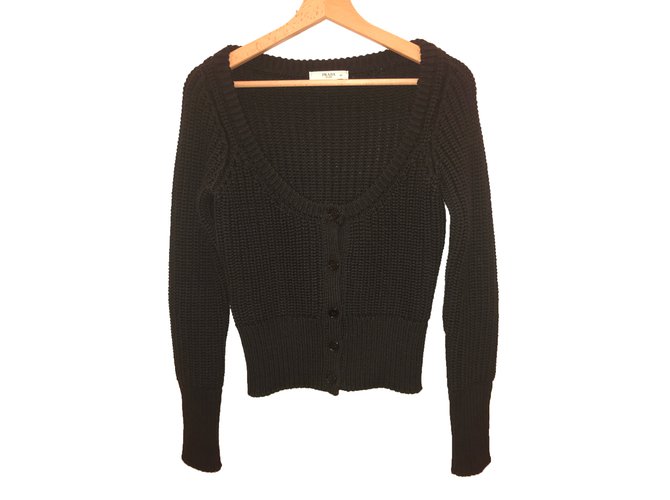Prada Strickjacke aus schwarzer Wolle 