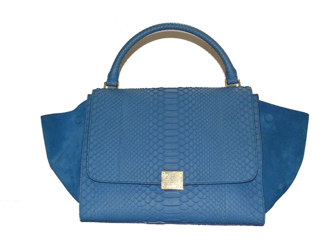 Céline Electric blue python trapeze handbag Exotic leather  ref.33102