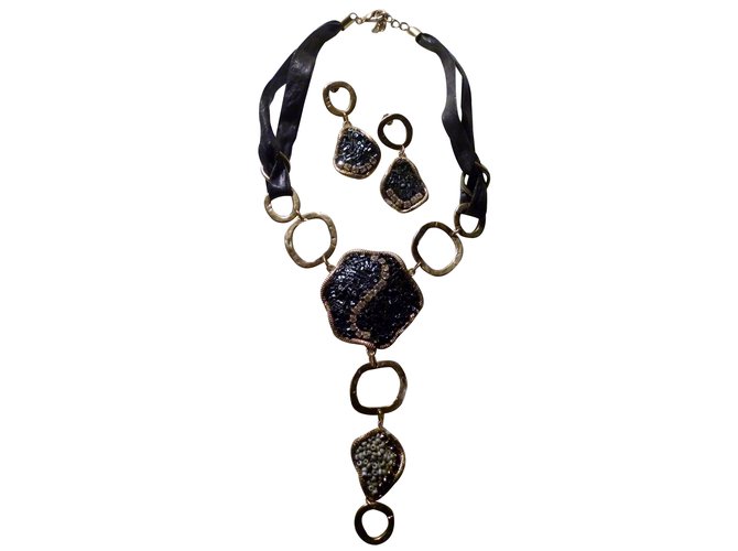 Autre Marque INSTITUT DE BEAUTE Jewellery sets Black Vermeil  ref.33142
