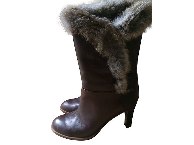 Véronique Branquinho Fur boots Chocolate