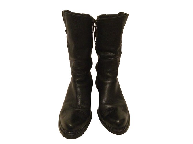 Miu Miu Ankle Boots Black Leather  ref.33370