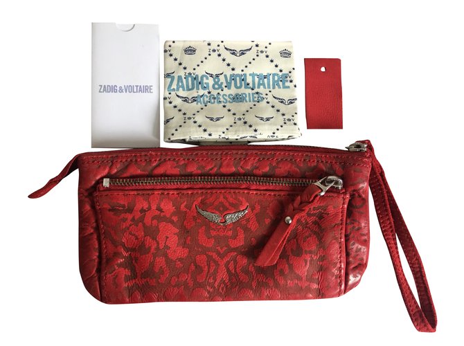 Zadig & Voltaire Clutch bag Red Leather  ref.33374