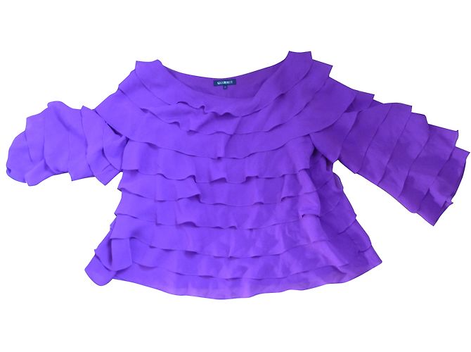 Top de seda rosa Georges Rech cuello barco