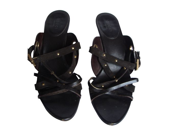 Mule Gucci in pelle marrone