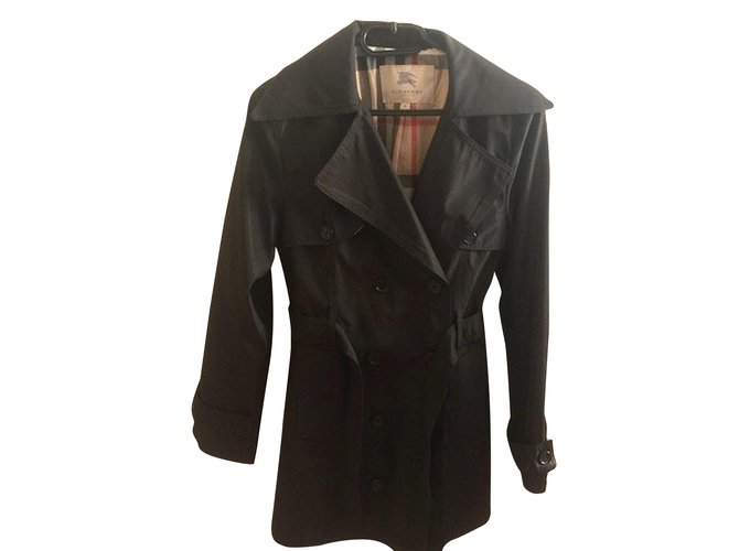 Burberry Trench coat Manteau Coton Noir  ref.33466