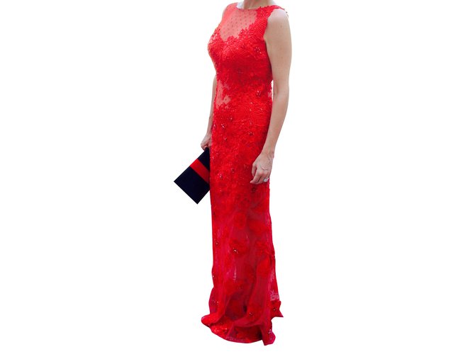 Autre Marque Sherri Hill Dress Red Lace  ref.33519