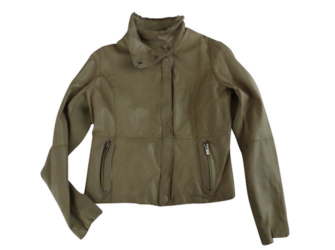 Ikks Lamb Leather Biker Jacket Brown XL