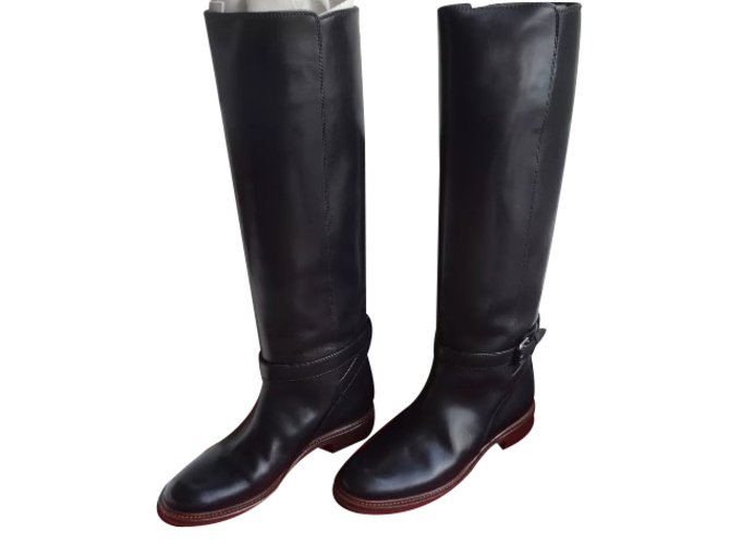 Céline Bottes Cuir Noir  ref.33787