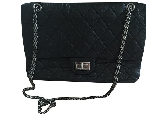 2.55 Chanel Handbag Black Leather  ref.33875
