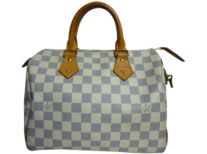 Speedy Louis Vuitton Handbag Cream Cloth  ref.33914