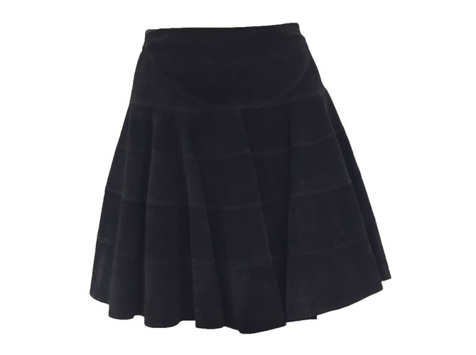 Alaïa Skirt suit Black Suede  ref.33951