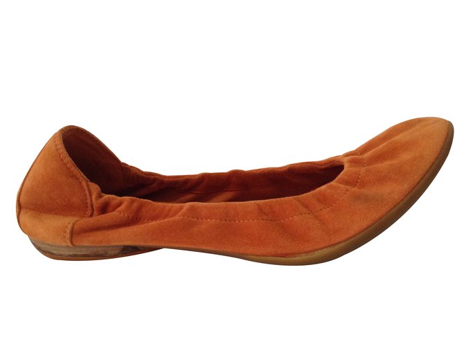 Hermès Zapatillas de ballet Naranja Cuero  ref.33957