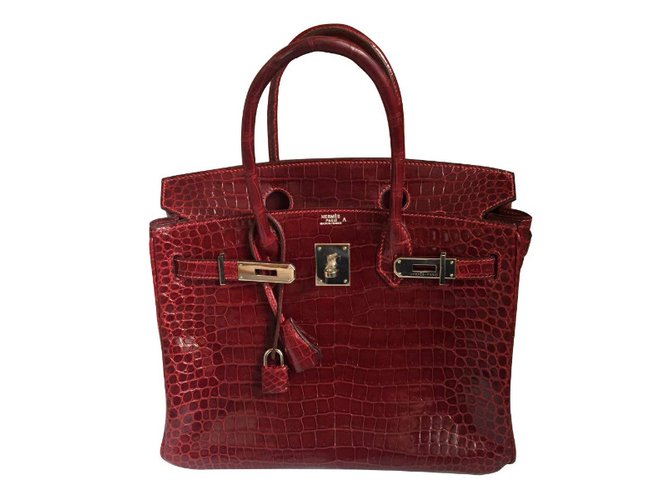 Hermès Birkin 30cm porosus Crocodile Dark red Exotic leather  ref.34144