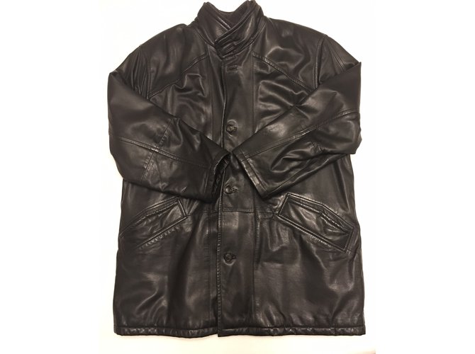 Burberry Leather Coat with Removable Wool Vest Black  ref.34150
