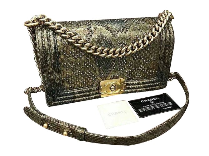 Chanel Mittlere Versailles Python Boy Tasche Golden Exotisches Leder  ref.34190